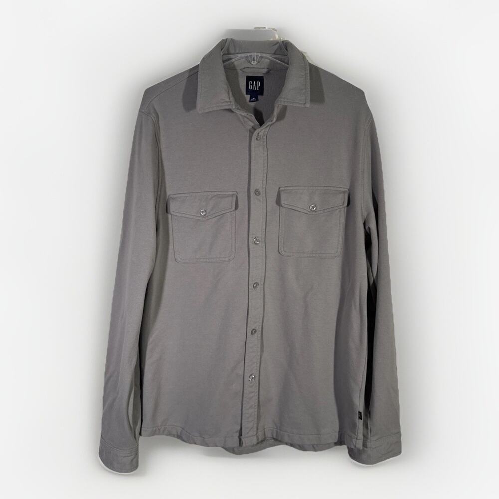 Gap Men's M Gray Long Sleeve Knit Button Up Shirt